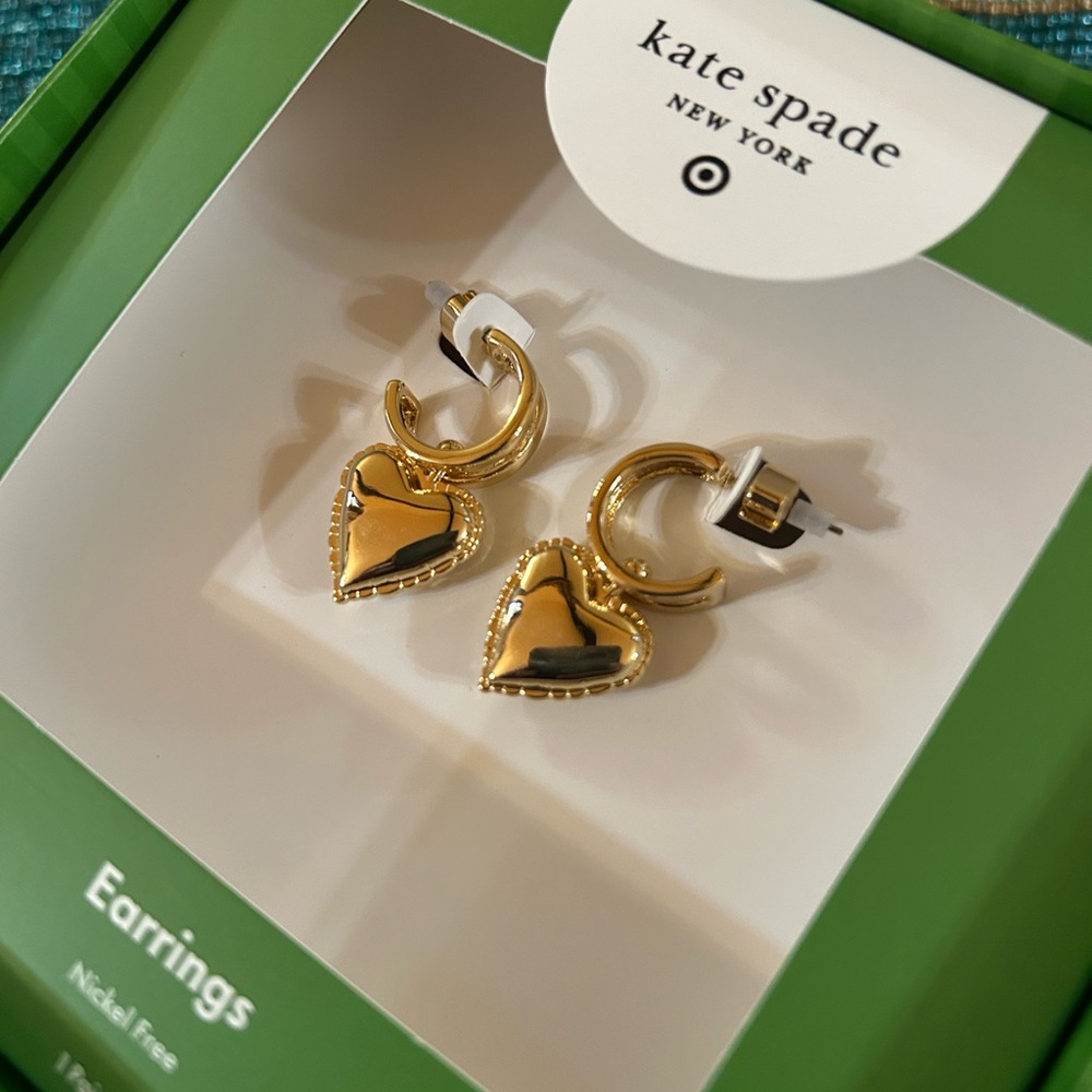 Kate Spade x Target Collab Gold Heart Drop Earrings NWT